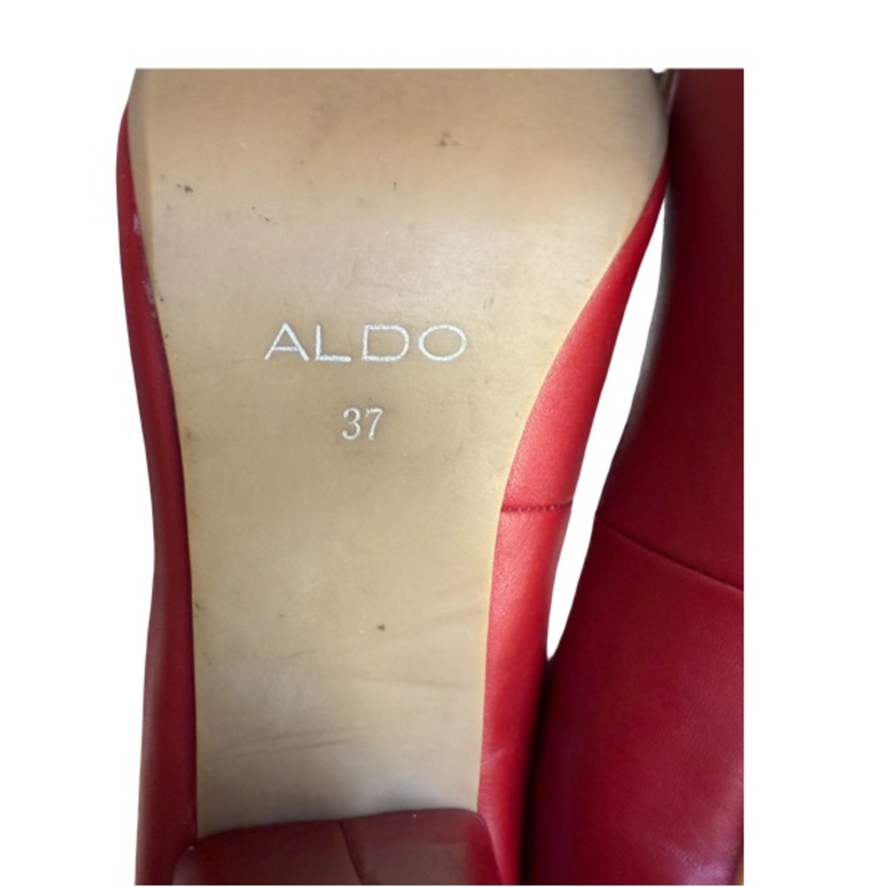 Aldo Red Leather Mary Jane’s Size 37 US 6.5 - Picture 10 of 11